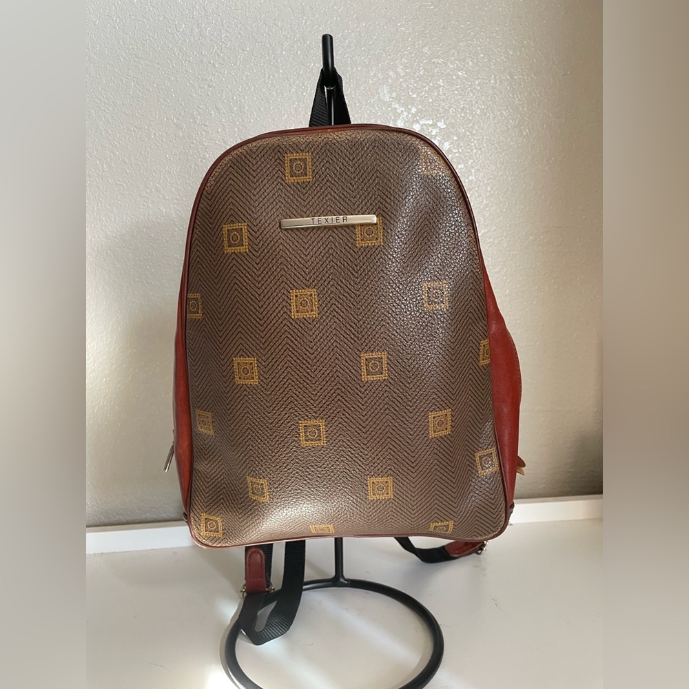 Texier Brown & Red Patterned Women's Backpack